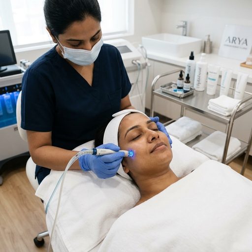 Hydrafacial treatment being performed on a patient at Dr. Wahida's Skinology clinic in Banani, Dhaka