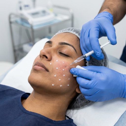 Laser skin treatment procedure at Dr. Wahida's dermatology clinic — pigmentation and skin renewal therapy